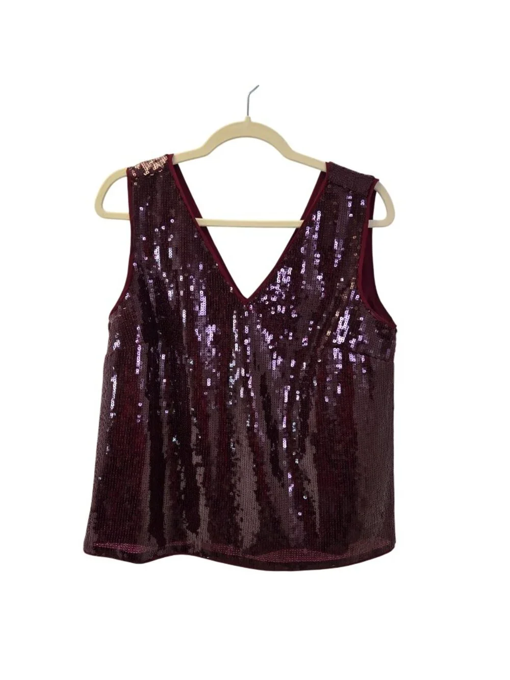 NWT J. Crew Factory Sequin Double V-Neck Shell Blouse Size Medium